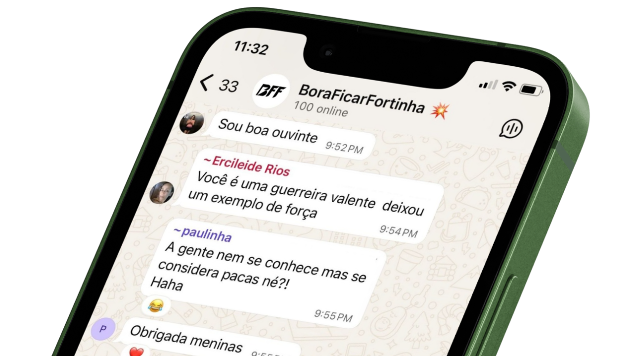 Grupo exclusivo do BoraFicarFortinha no WhatsApp